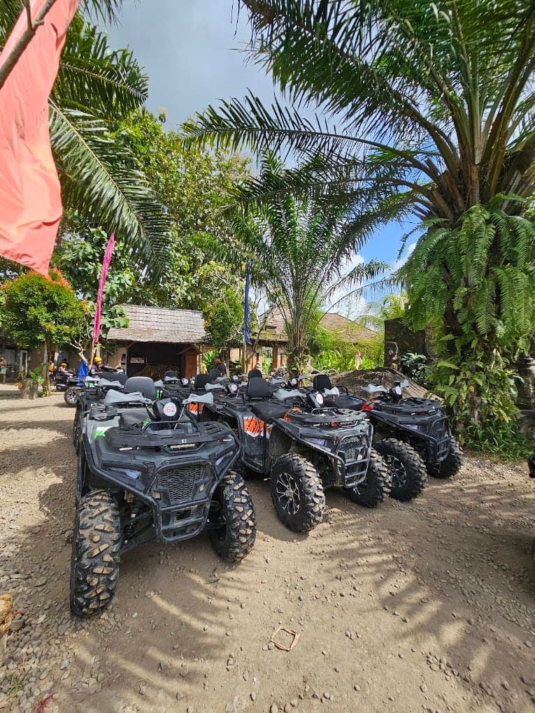 Sport ATV quad bikes lined up for a private group at All New Bali Adventure in Sedang