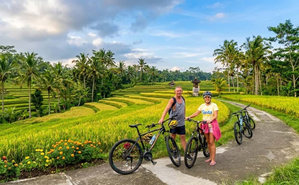 Cycling in Bali rice terraces