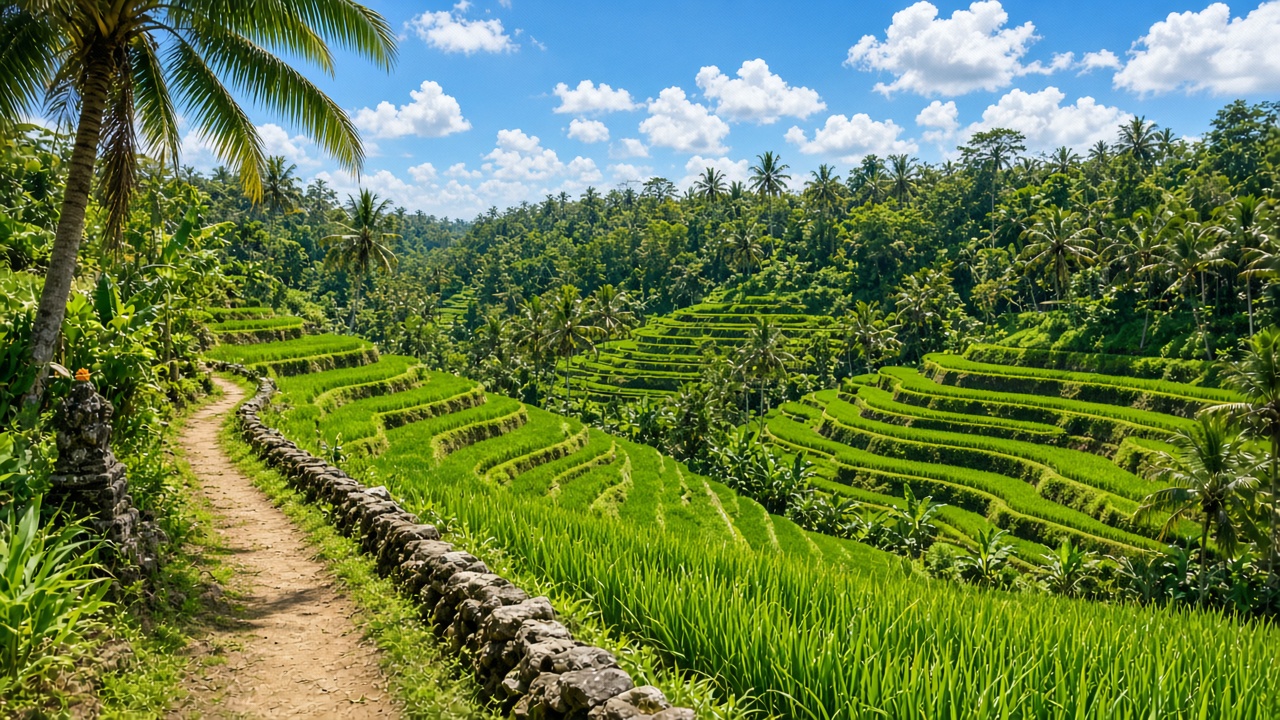 Emerald rice terraces near Ubud, Bali